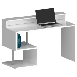 Scrivania lineare bianca 140x60cm con supporto computer - Yemyin