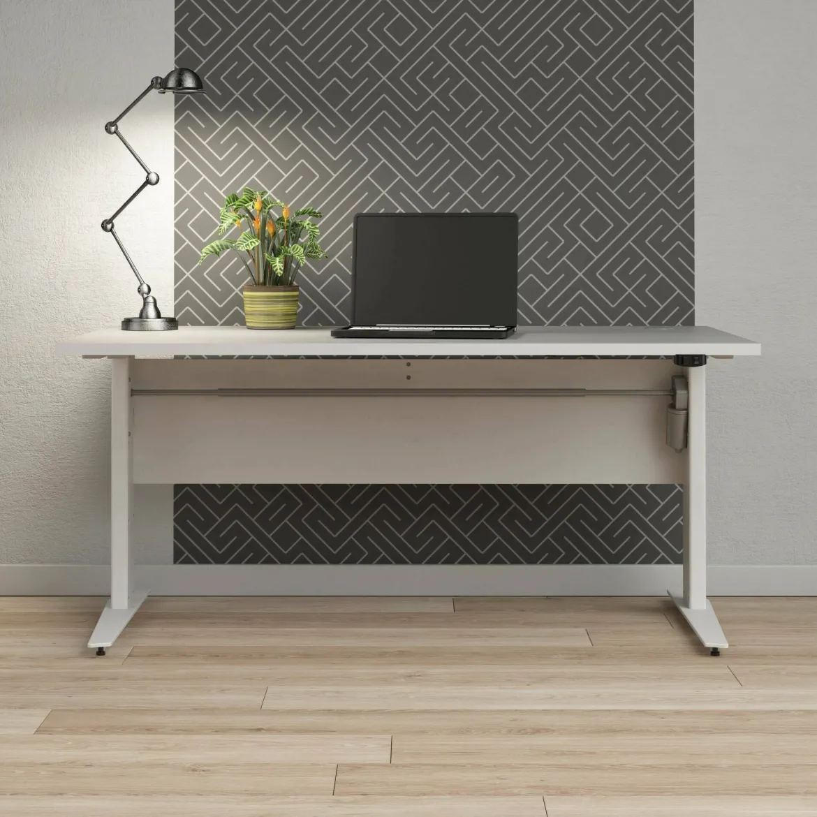Scrivania lineare bianca 160x60cm con 3 cassetti - Bardi
