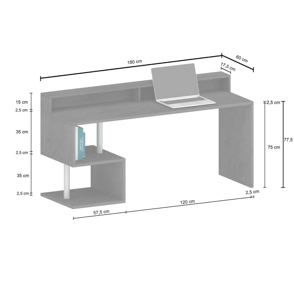 Scrivania lineare bianca 180x60cm con porta pc - Aurigo