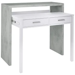 Scrivania lineare cemento e bianca 98x36cm con 2 cassetti - Andriy