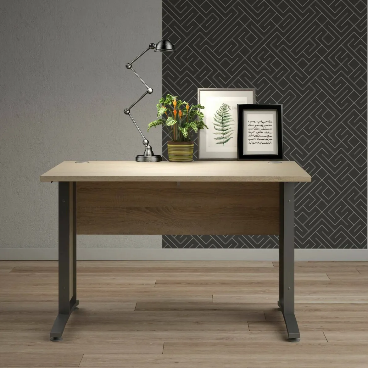Scrivania lineare grigia e quercia 150x80cm - Gonu