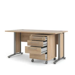 Scrivania lineare grigia e quercia 150x80cm in legno - Ascorbato