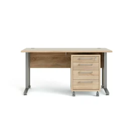 Scrivania lineare grigia e quercia 150x80cm in legno - Ascorbato