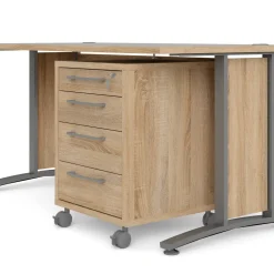 Scrivania lineare grigia e quercia 150x80cm in legno - Ascorbato