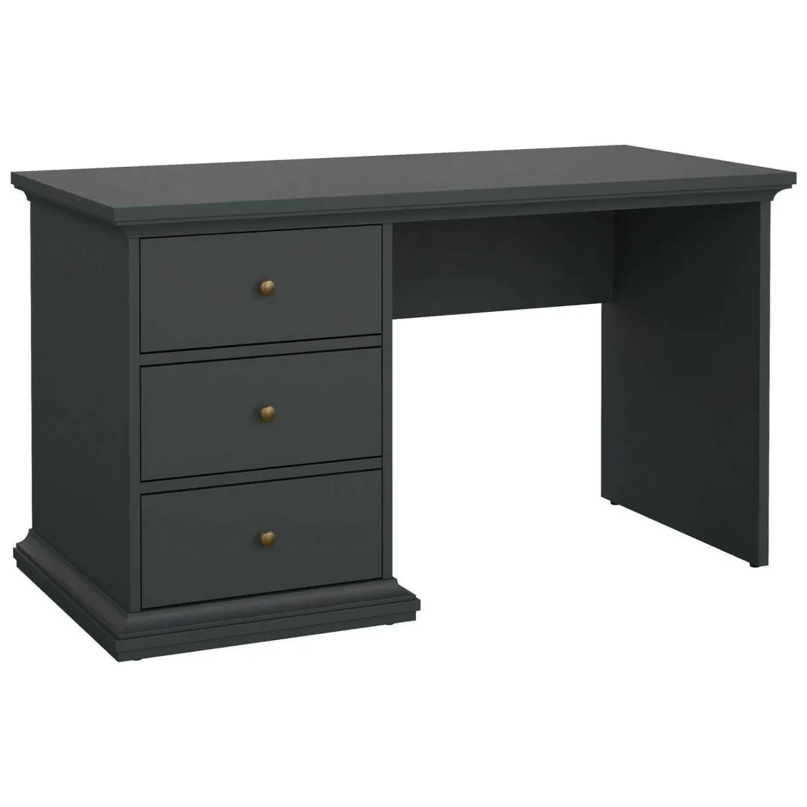 Scrivania lineare grigia 130x61cm con 3 cassetti - Agia