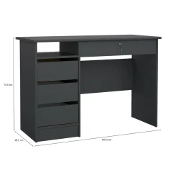 Scrivania lineare grigia 109x48cm con 3 cassetti - Franklin