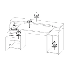 Scrivania lineare grigia 171x62cm con 1 cassetto - Zennithor