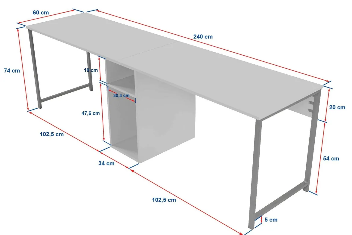 Scrivania lineare marmo e nera 240x60cm - Violet