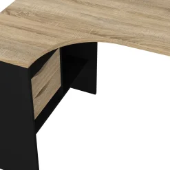 Scrivania lineare nera e quercia 145x81cm con 2 cassetti - Moire
