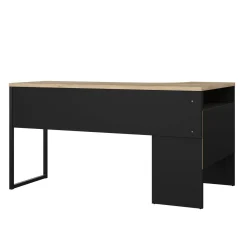 Scrivania lineare nera e quercia 145x81cm con 2 cassetti - Moire