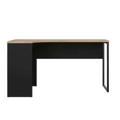 Scrivania lineare nera e rovere 145x81cm con 2 cassetti - Moire