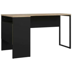 Scrivania lineare nera e rovere 145x81cm con 2 cassetti - Moire