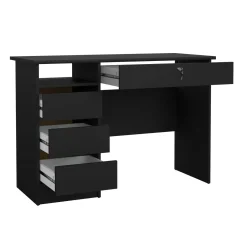 Scrivania lineare nera 109x48cm con 3 cassetti - Franklin