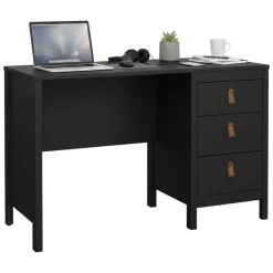 Scrivania lineare nera 120x48cm con 3 cassetti - Murjan