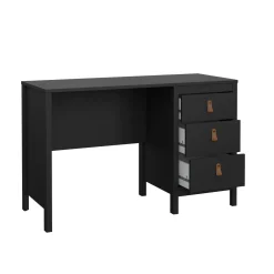 Scrivania lineare nera 120x48cm con 3 cassetti - Murjan