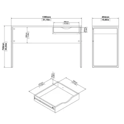 Scrivania lineare nera 130x60cm con piano in vetro - Ameglia