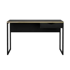 Scrivania lineare nera 130x60cm con piano in vetro - Ameglia
