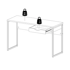 Scrivania lineare nera 130x60cm con piano in vetro - Ameglia