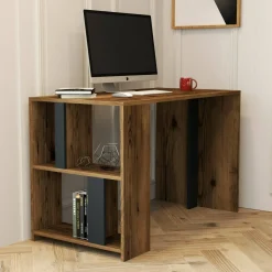 Scrivania lineare noce e antracite 120x60cm - Bising