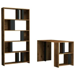 Scrivania lineare noce e antracite 120x60cm con libreria - Atene