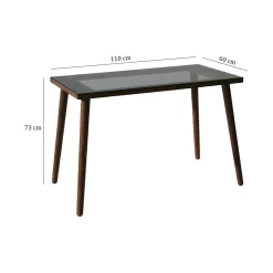 Scrivania lineare noce 110x60cm con piano in vetro - Melita