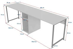 Scrivania lineare pino e nera 240x60cm - Violet