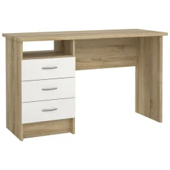 Scrivania lineare quercia e bianca 120x48cm con 3 cassetti - Andre
