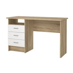 Scrivania lineare quercia e bianca 120x48cm con 3 cassetti - Andre