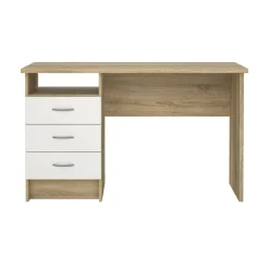 Scrivania lineare quercia e bianca 120x48cm con 3 cassetti - Andre