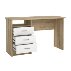 Scrivania lineare quercia e bianca 120x48cm con 3 cassetti - Andre