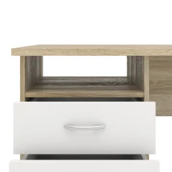 Scrivania lineare quercia e bianca 120x48cm con 3 cassetti - Andre