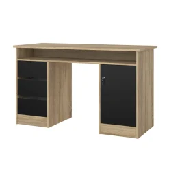 Scrivania lineare quercia e nera 139x60cm metallo - Grimilde