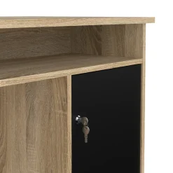 Scrivania lineare quercia e nera 139x60cm metallo - Grimilde