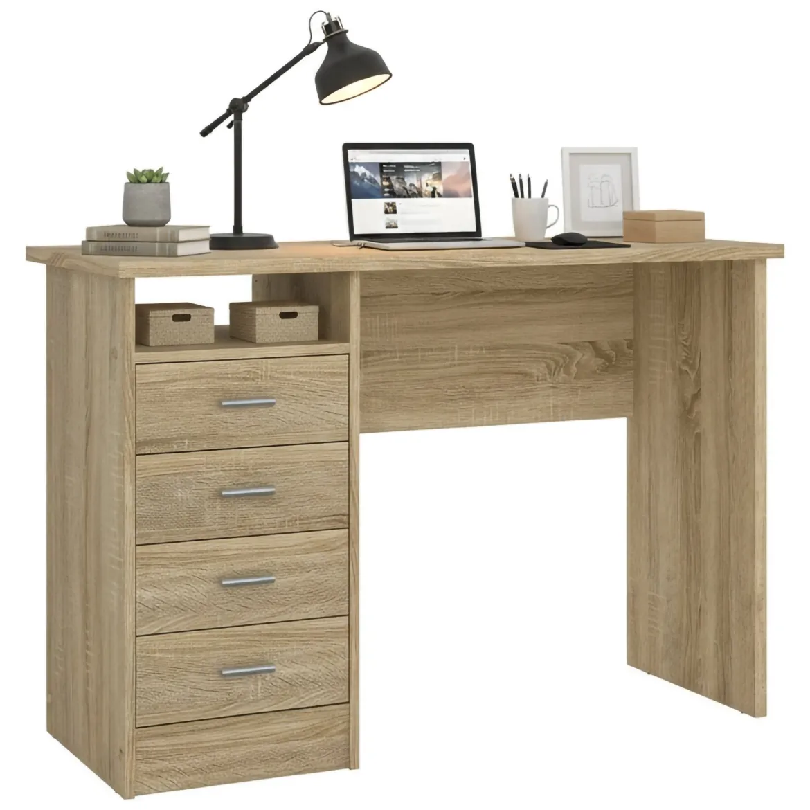 Scrivania lineare quercia 110x60cm piano in legno massello - Melita