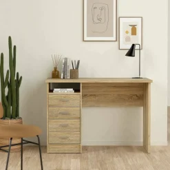 Scrivania lineare quercia 110x60cm piano in legno massello - Melita