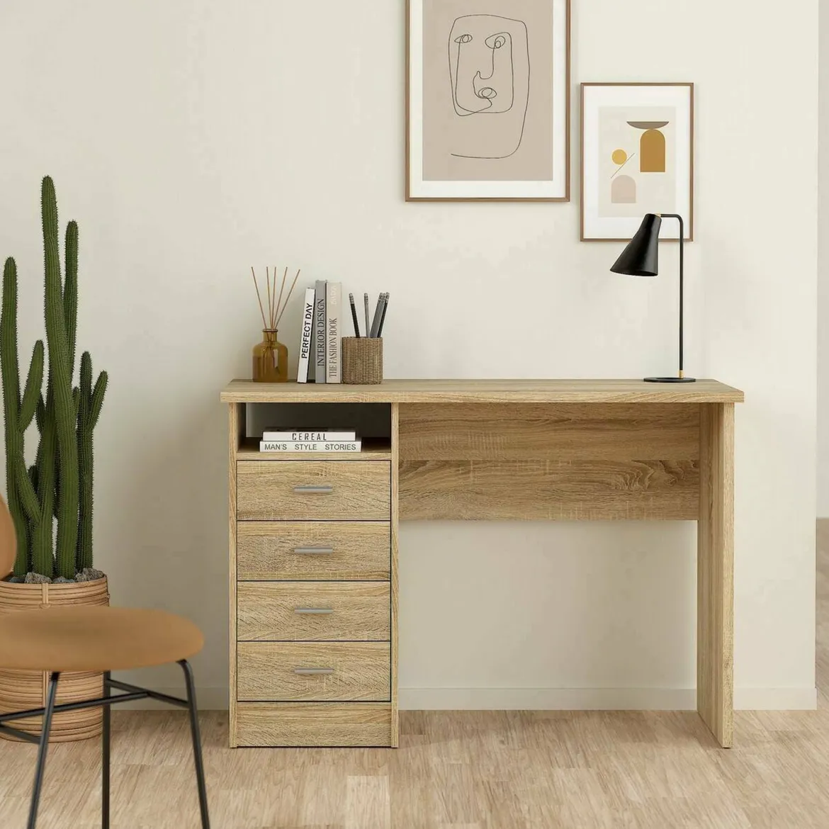 Scrivania lineare quercia 110x60cm piano in legno massello - Melita