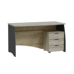 Scrivania lineare rovere e antracite 136x67cm con 3 cassetti - Azziz