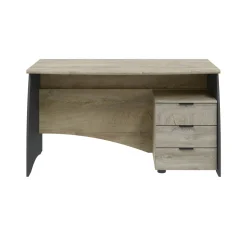 Scrivania lineare rovere e antracite 136x67cm con 3 cassetti - Azziz