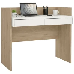 Scrivania lineare rovere e bianca 102x55cm con 2 cassetti - Antillo