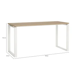 Scrivania lineare rovere e bianca 150x99cm con 3 cassetti - Peipah