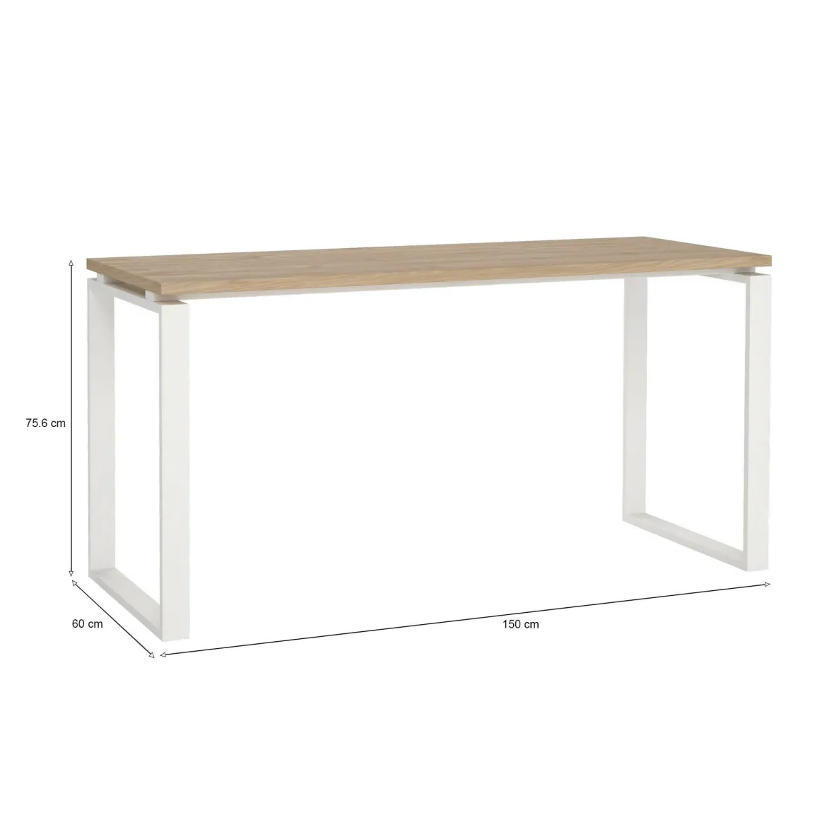 Scrivania lineare rovere e bianca 150x99cm con 3 cassetti - Peipah
