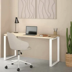 Scrivania lineare rovere e bianca 150x99cm con 3 cassetti - Peipah