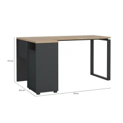 Scrivania lineare rovere e grigia 150x99cmper ufficio - Peipah