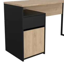Scrivania lineare rovere e nera 130x48cm con 1 cassetto - Mele