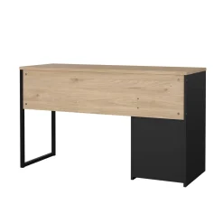 Scrivania lineare rovere e nera 130x48cm con 1 cassetto - Mele