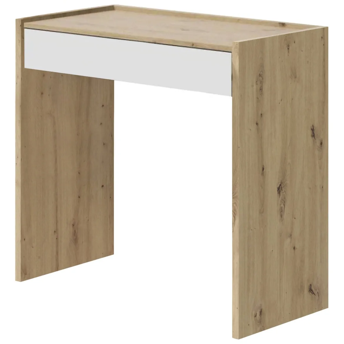 Scrivania lineare rovere nodi e bianca 81x40cm con 1 cassetto - Akaba