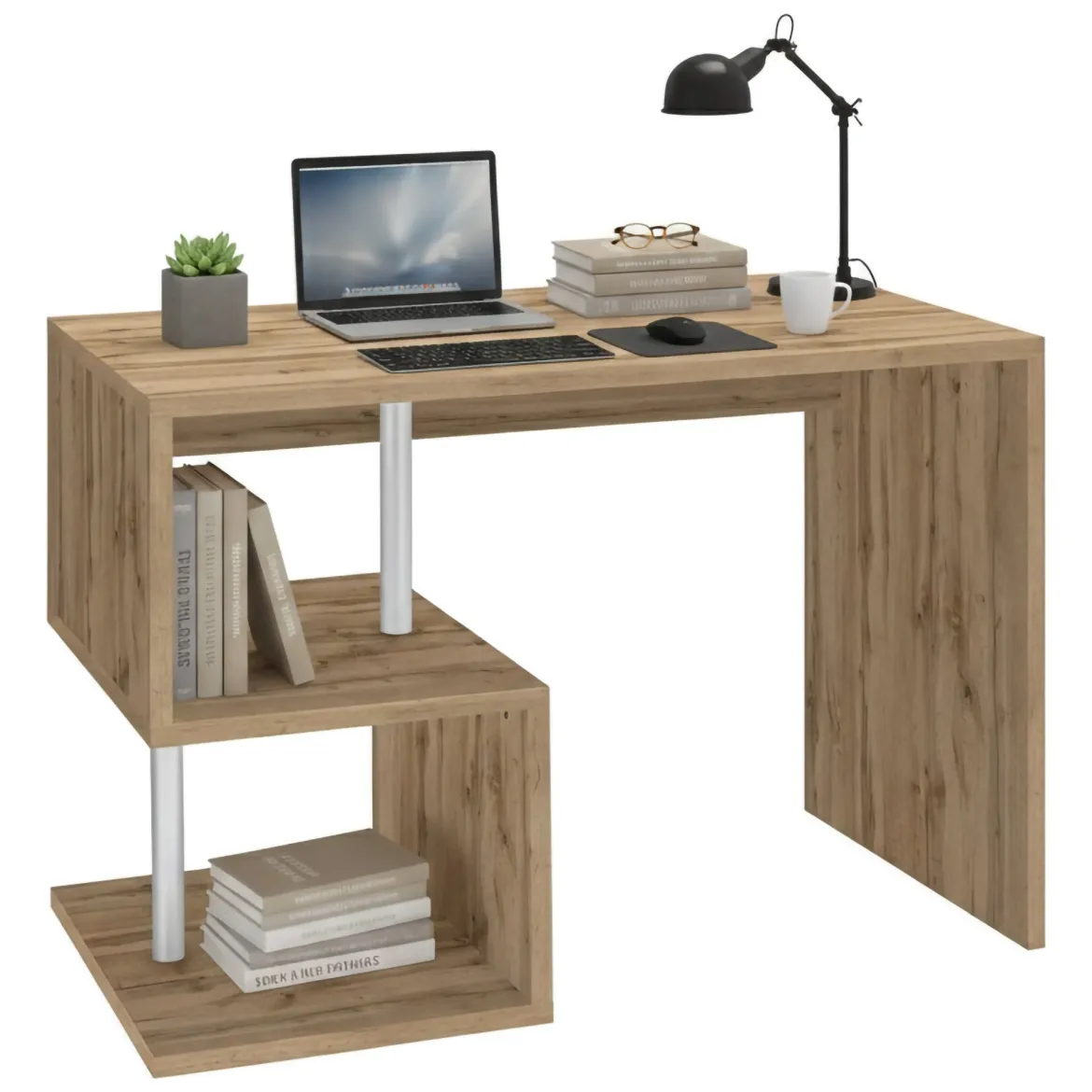 Scrivania lineare rovere 100x50cm con porta pc - Eva