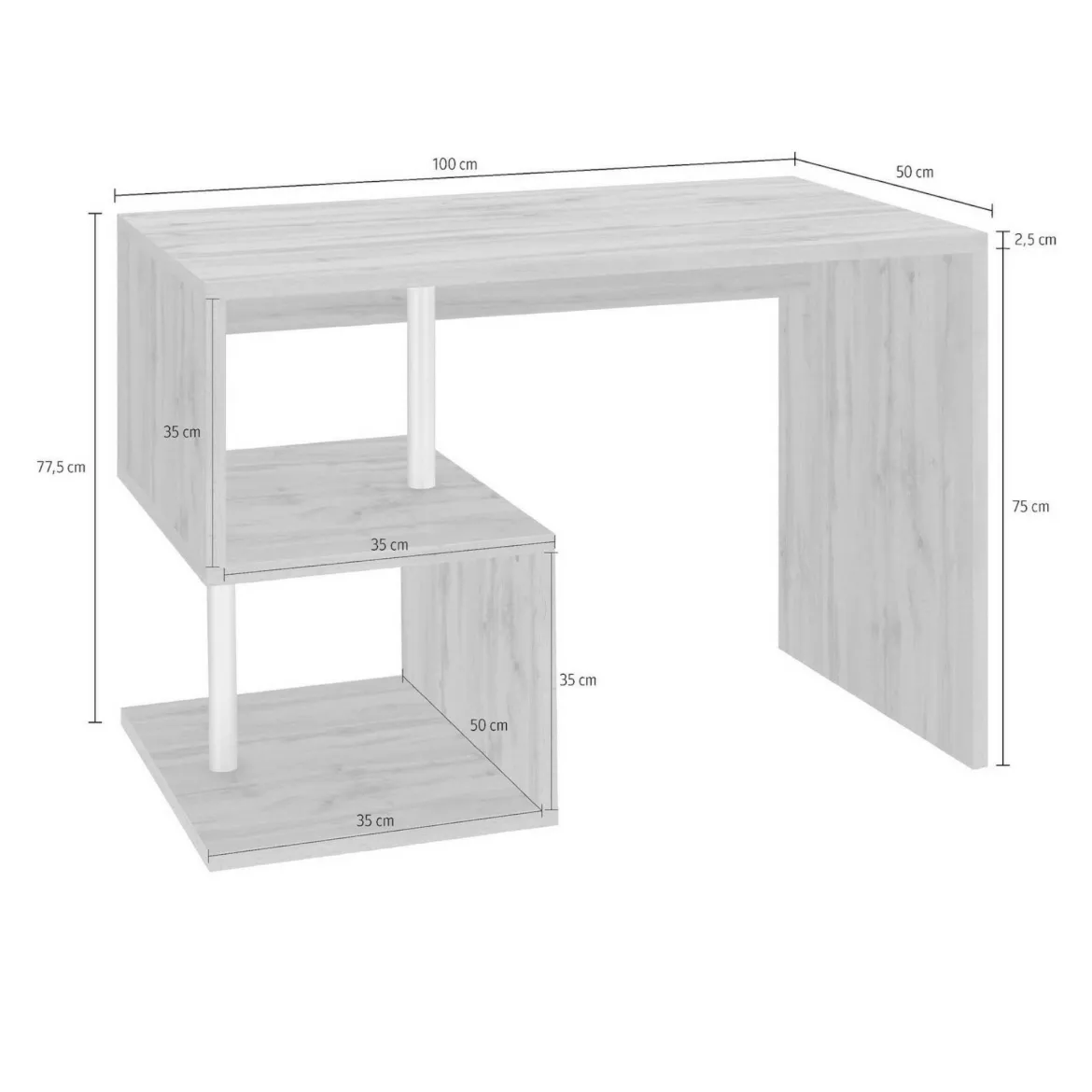Scrivania lineare rovere 100x50cm con porta pc - Eva