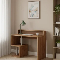 Scrivania lineare rovere 100x50cm con supporto computer - Giusy