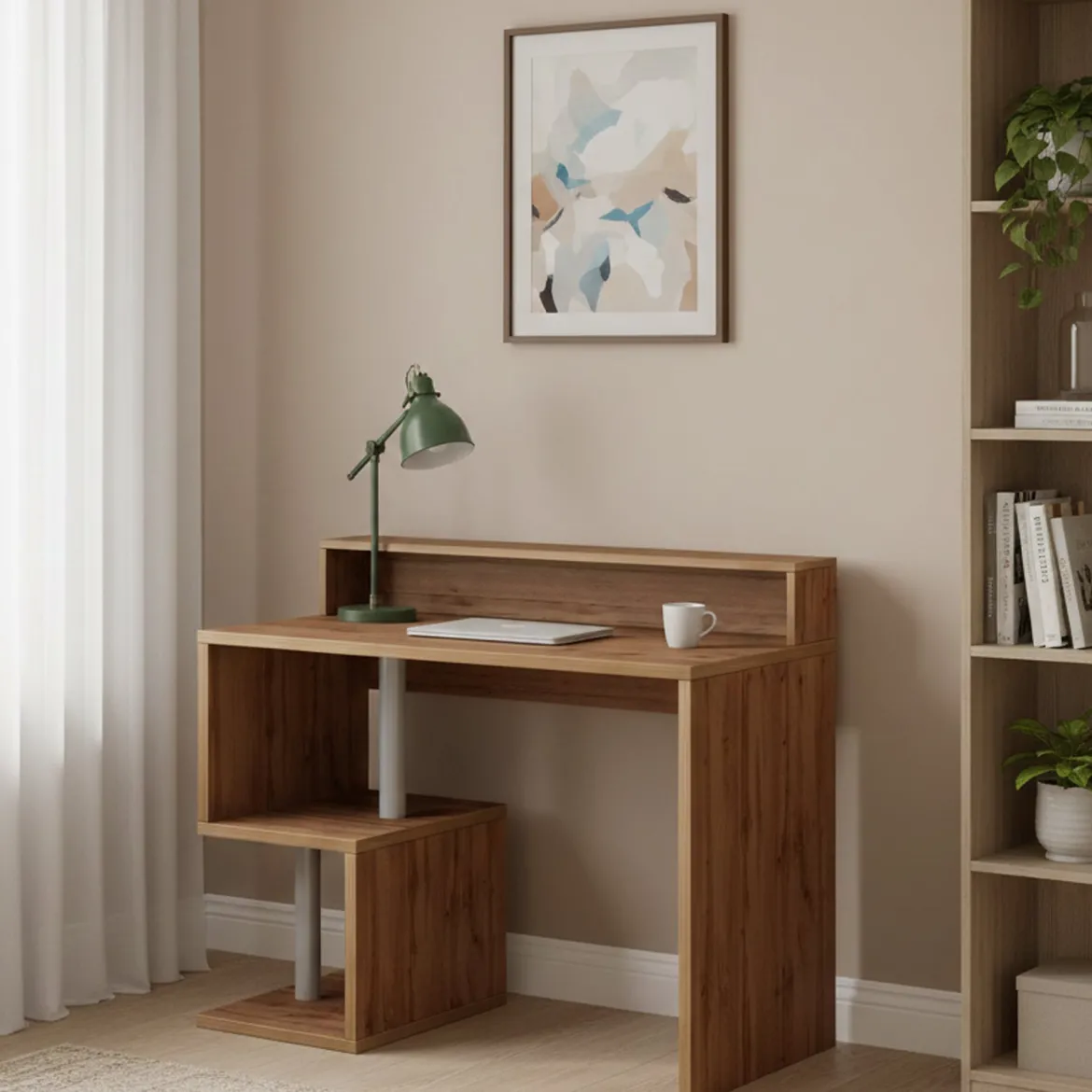 Scrivania lineare rovere 109x48cm con 3 cassetti - Franklin